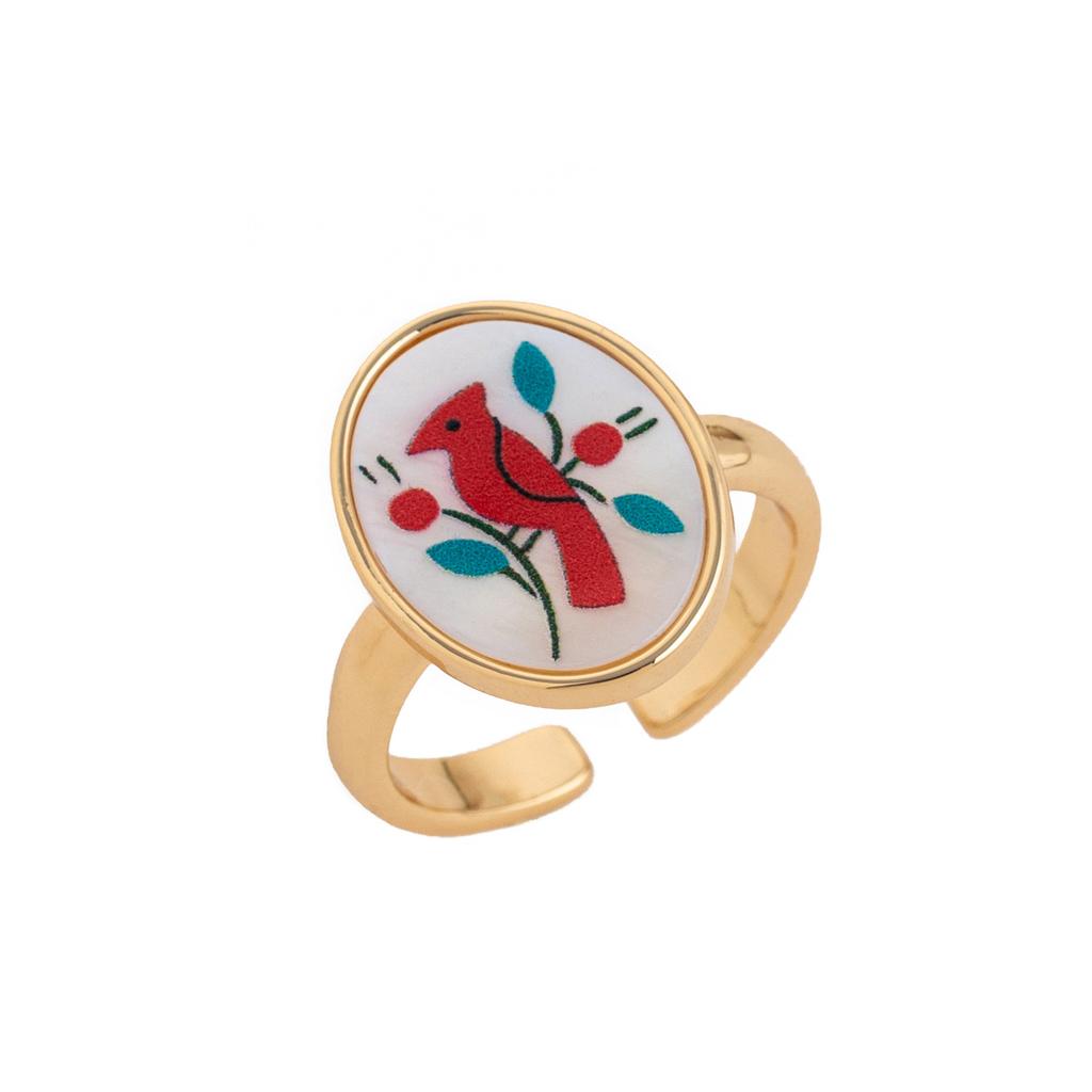 Wind Flower Bird Butterfly Cute Color Opening Ring Color Printing Opening Adjustable Ring