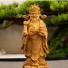 Wood carving Ruyi God of Wealth sculptures and figurines Solid wood carving Home Room Office Wealth Luck Feng Shui Decor statue