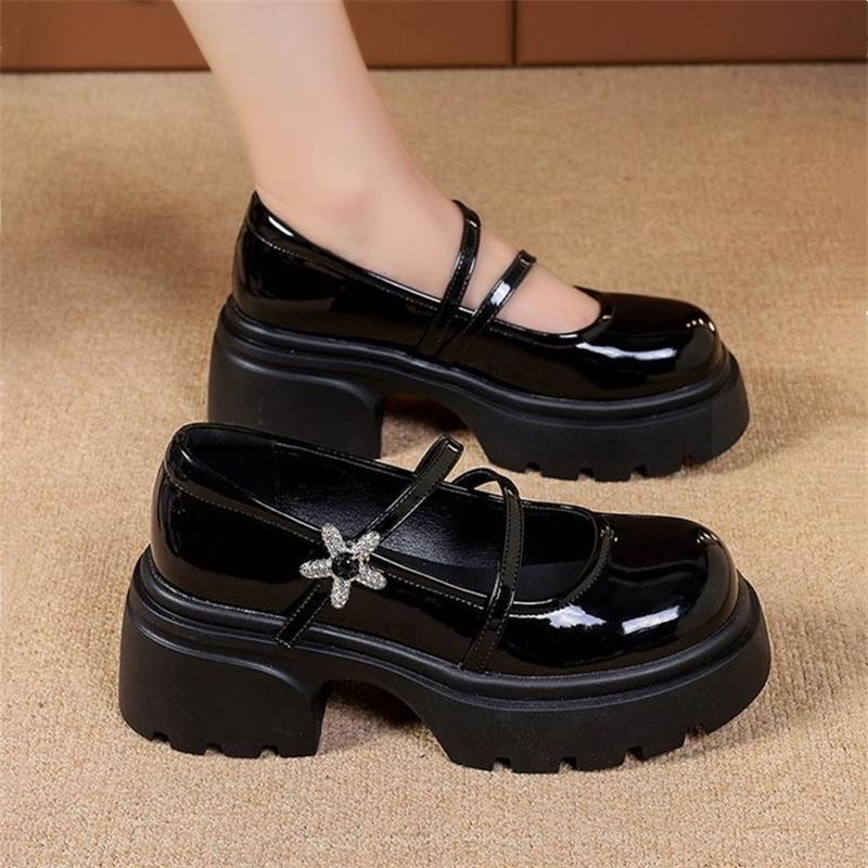 

Fashion Women Mary Jane High Heels Spring New Bot Retro College Faionable Japanese Women s Lolita Shoes Roman Sle PU Leather Single Shoe 40