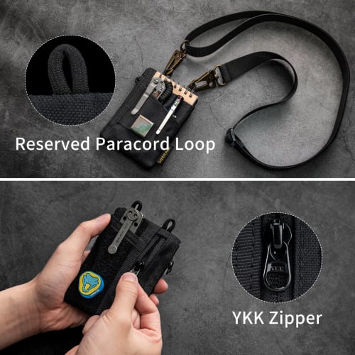 VIPERADE VE18-S Small EDC Pouch, Men's Mini Pocket Organizer Pouch, EDC Pocket Organizer Pouch, 3 Slots, 2 Zipper Pockets, Velcro Pouch Multi-Tool Pou