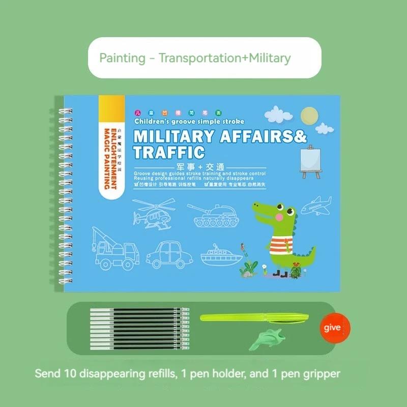 Learn Paining Drawing Chinese English Book Copybooks with Disappearing Ink Pen, Improve Learning Education Books for Kid School