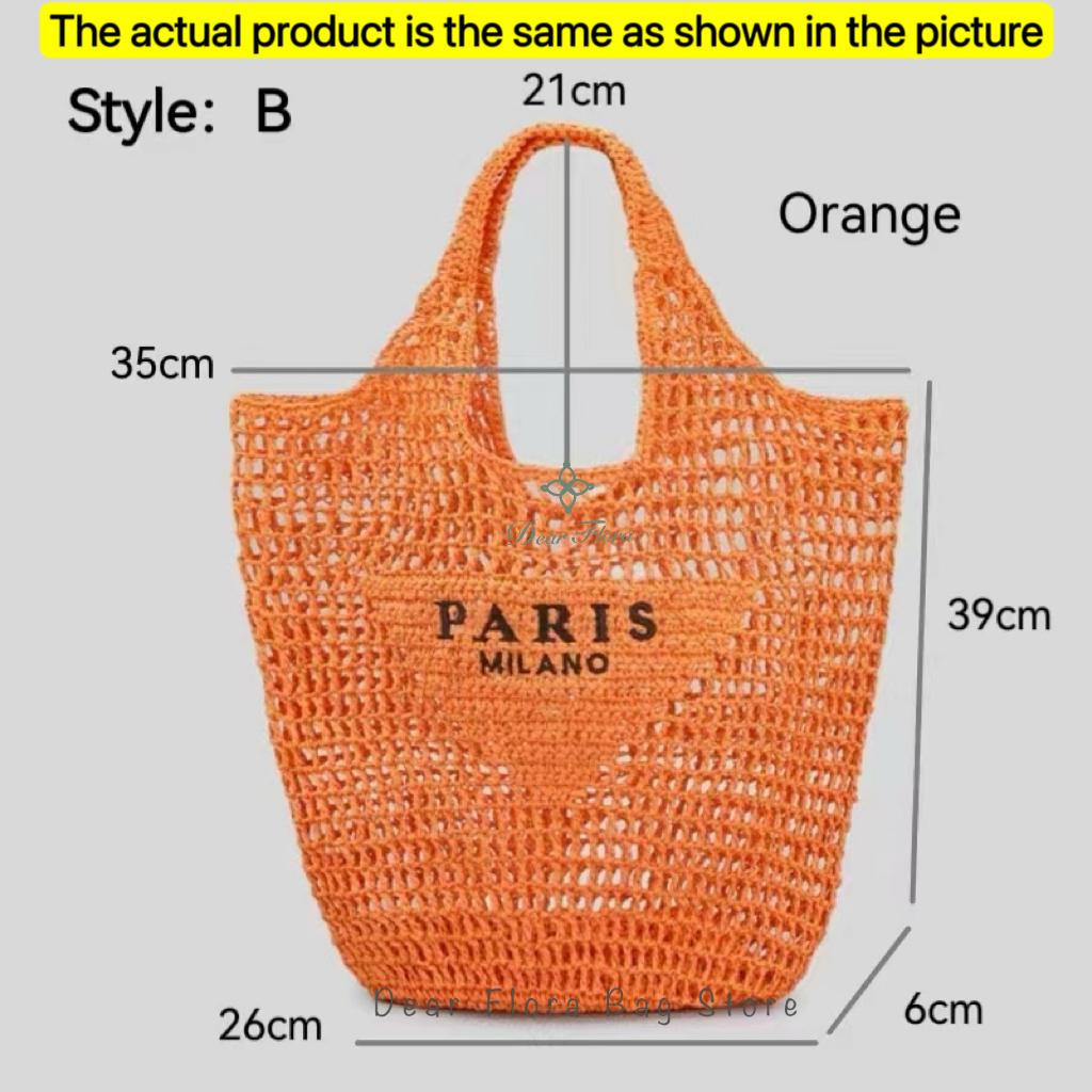 Women'S Fashion Large Capacity Handmade Straw Knitting Tote Bag Summer Travel Beach Shoulder Bags Casual Simple Portable Handbag