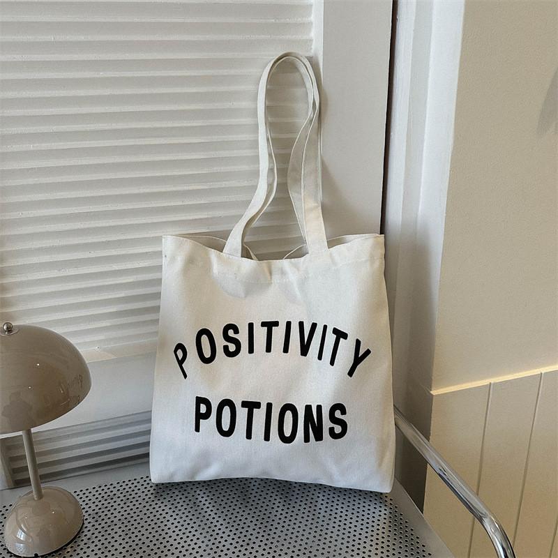 Винтажная холщовая сумка-тоут большого размера в ленивом стиле для женщин, уличная мода, в черном и белом цвете белый