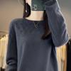 Women's Round Neck Sweater, Qinghe Cashmere, 30% Cashmere 70% Wool, Hollow Winter Knitted Pullover Autumn Sweater Cashmere Sweater