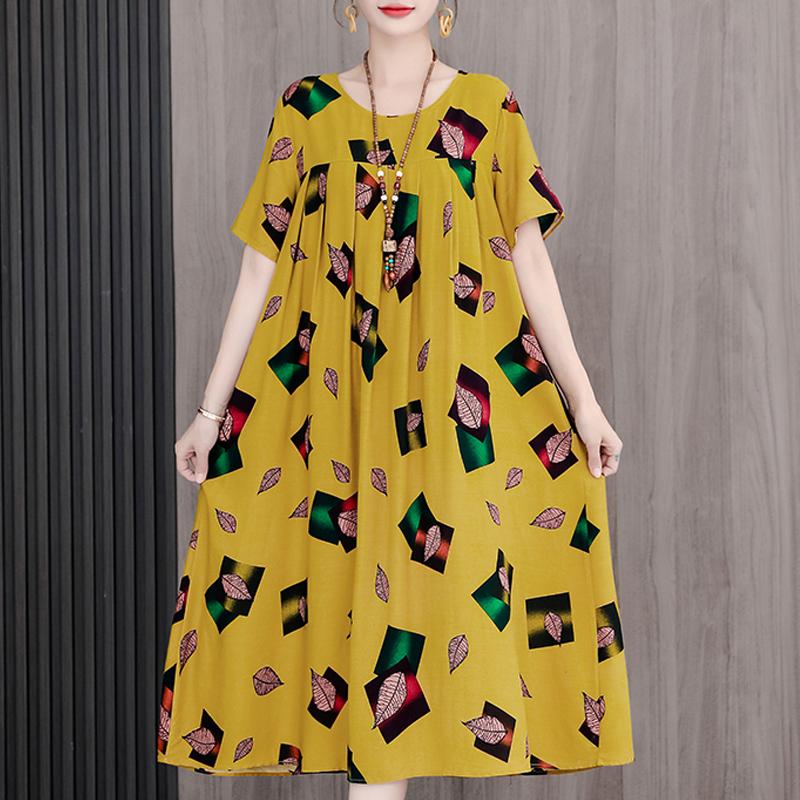 Summer Oversize Dresses Elegant Short Sleeve Plus Size Long Dress Women