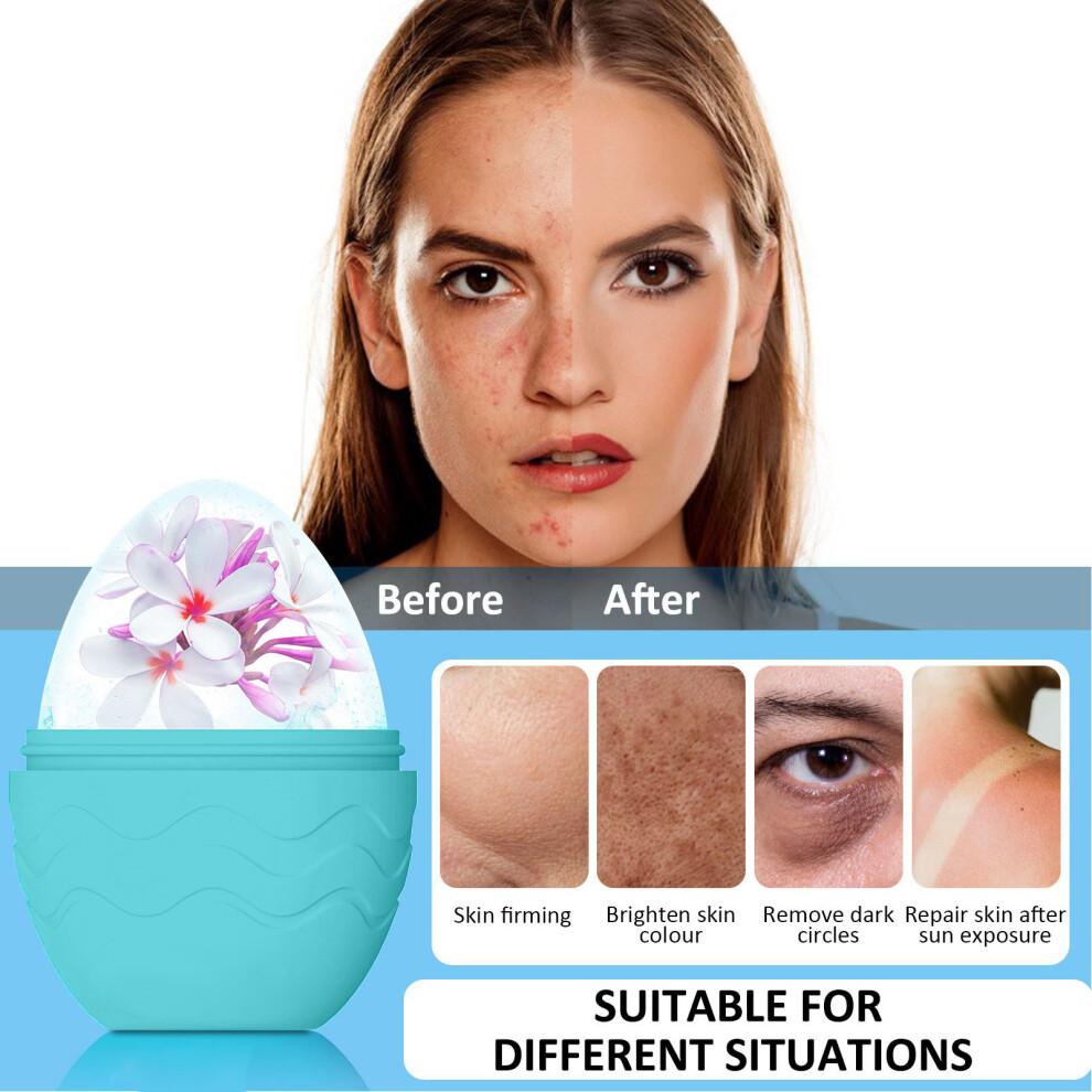 Ice Face Roller Mold Silicone Egg for Puffiness Relief & Skin Firming, Blue