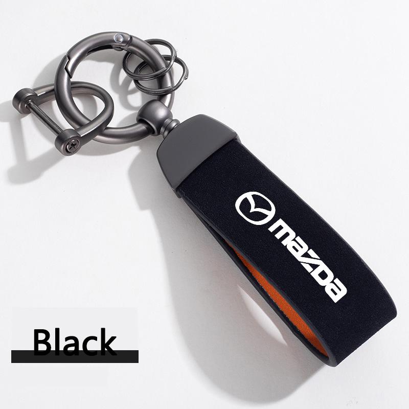 

2025 Hot Suede Leather Car Pendant Keyring Hanging Women Men Gifts For Mazda 2 3 6 5 Atenza CX3 CX5 MX5 CX7 Axela CX30 CX90 CX60