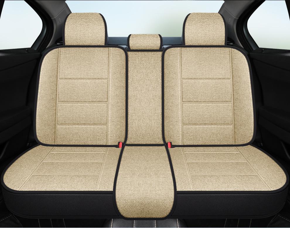 Five-Seater Full Coverage Coarse Linen Car Seat Cushion Cover