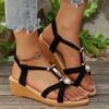 Women Wedge Sandals Summer 2026 New Comfortable Non Slip Beach Shoes Woman Leather Platform Roman Sandals Women Sandalias Mujer