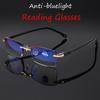 Neue High-End-Brille mit Diamantbesatz für Presbyopie, Weitsichtigkeit, Weitsichtigkeit, rahmenlose Anti-Blaulicht-Brille, Lesebrille