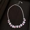 Inlaid Rhinestone Zircon Flower Zircon Sets for Women Exaggerated Sweet Collarbone Chain Light Luxury Necklace Earrings Set