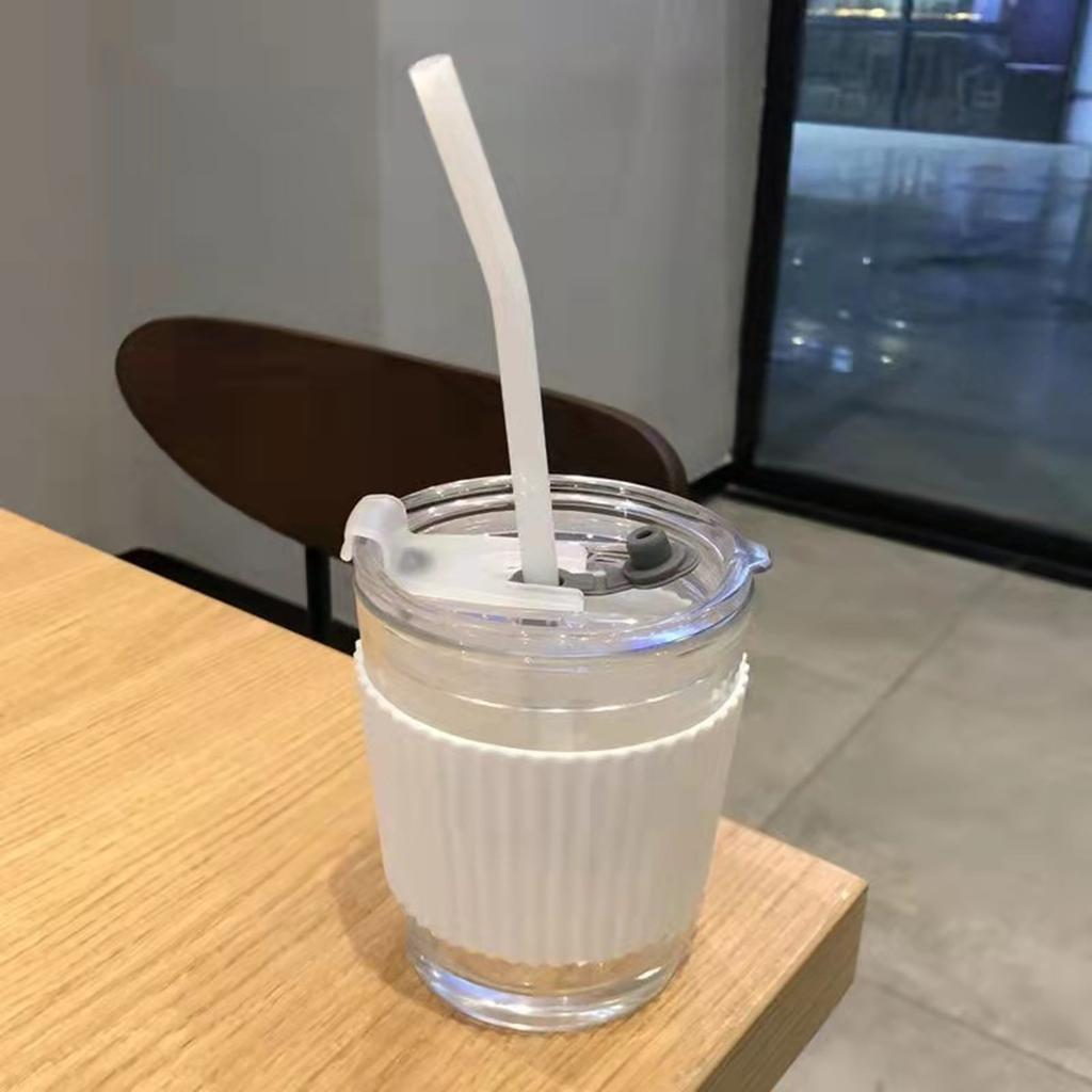 Coffee Beer Water Cup Drink Mug with Cover with Straws Cleaning Cloth Set