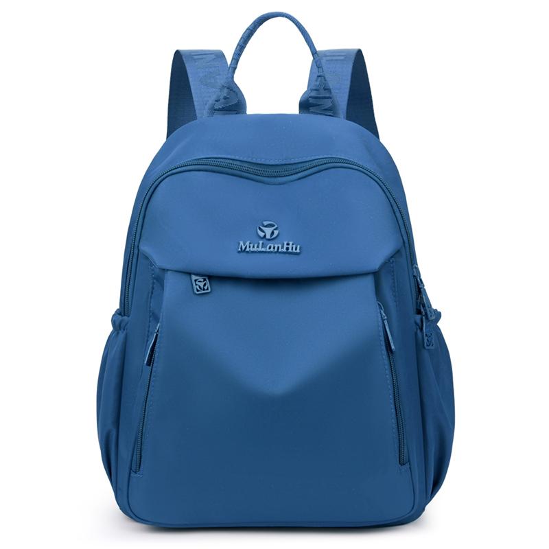 Solid Color Multi-Function Backpack Large Capacity Student Schoolbag