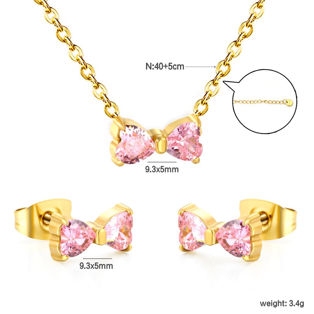 Square White Zircon Earrings And Necklace Set Classic Versatile Women's Jewelry Fade Resistant