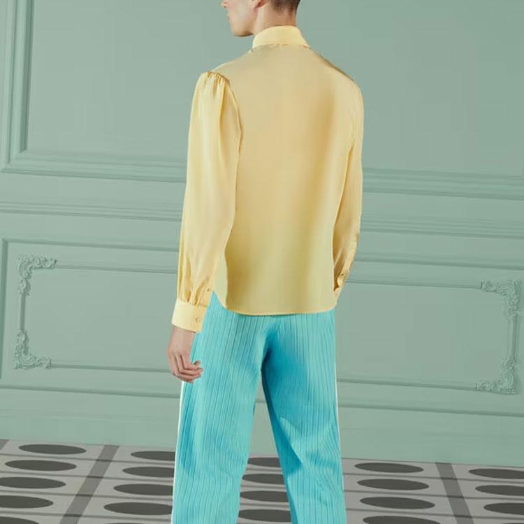 GUCCI Shirts Men's Yellow Pointed Collar Moderate Shirt 708370-Z605B-7404