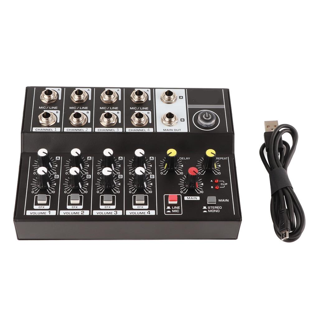 Q48 Portable 8‑Channel Stereo Audio Sound Mixer Karaoke Microphone Amplifier Console