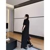 DIMANAF 2026 Plus Size New Black Dress Summer Women Shirt Dress Loose Beach Casual Long Dresses V-Neck Elegant