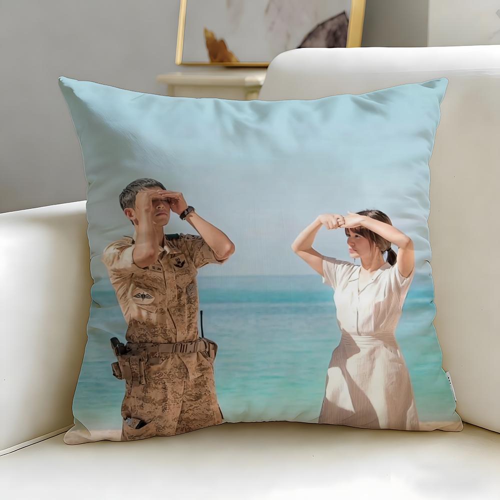 TV Series Descendants of the Sun Cushion Cover Soft EasyWash Pillow Case Versatile for Couch Bed Travel and Office