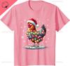 Chicken Santa Christmas Light Funny Xmas Chicken Pajamas TShirt Unisex Summer Streetwear Tops Cotton Ropa Hombre