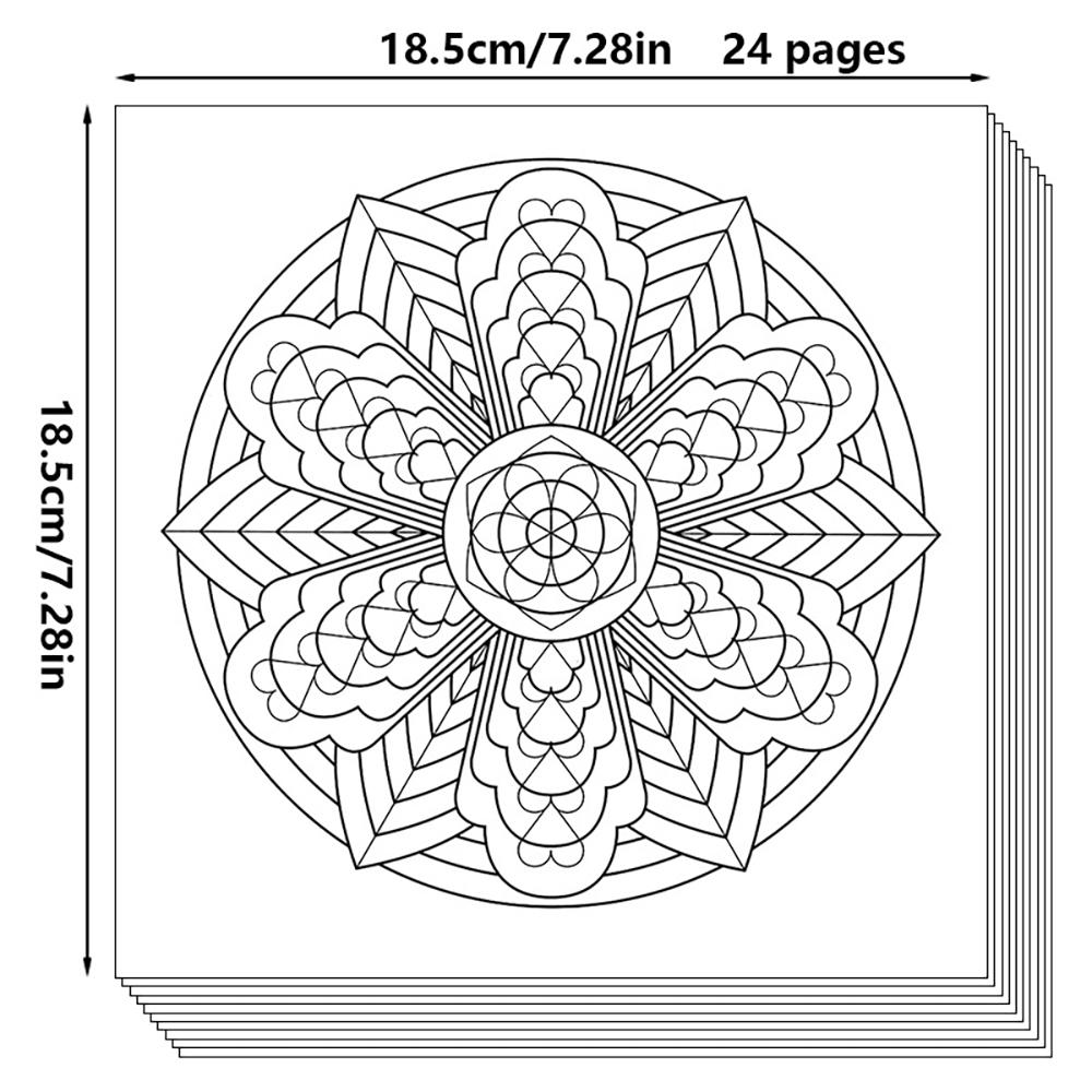 24-seitiges Mandala Malbuch Malbuch Graffiti Zeichnung Erwachsenen Stressabbau