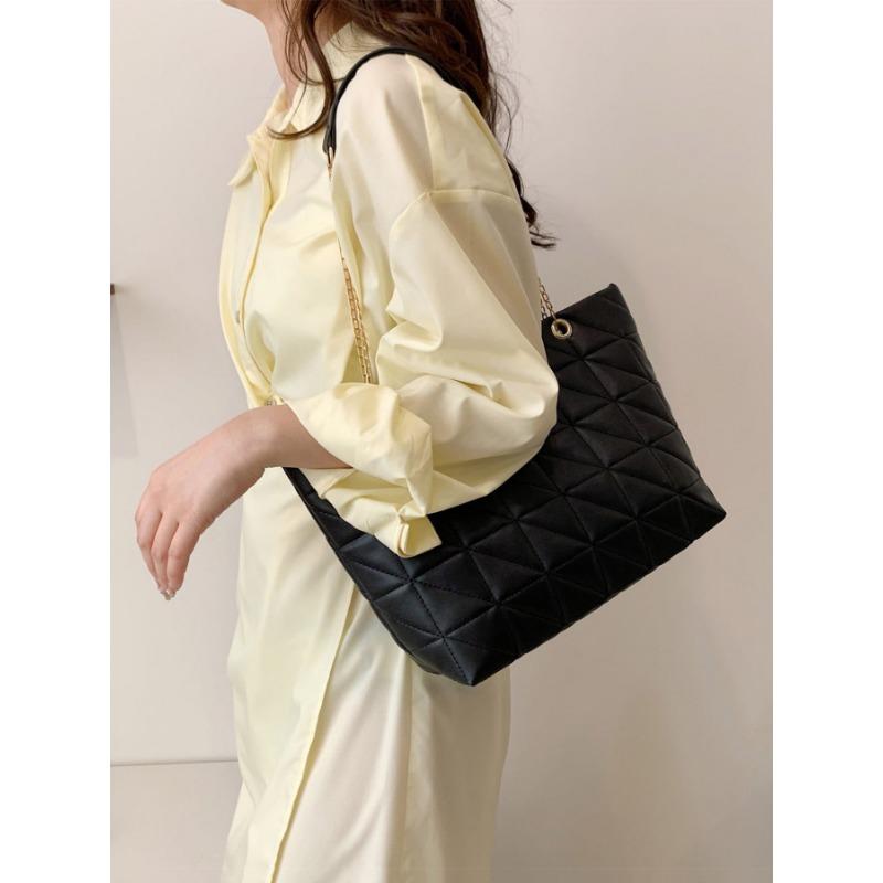 Casual and Simple Diamond-shaped Chain Tote Single-shoulder Women's Bag Fashionable Chain Handbag