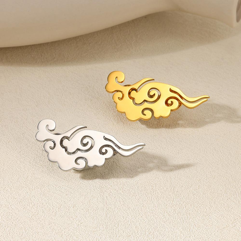Stainless Steel Cloud Brooch For Women Gold Color Geometric Lucky Cloud Brooch Unique Delicate Suit Corsage Pins Accessories