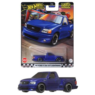 Hot Wheels Boulevard Ford SVT Lightning Fahrzeug, Spielzeug-Miniauto für Kinder ab 3 Jahren, Blau, HRT60 '99 F-150