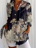Women's Vintage Floral Print Long Sleeve Shirt - Casual Button Up Top, Classic Neckline, Machine Washable