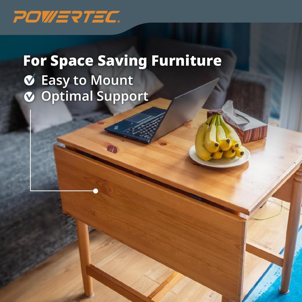 POWERTEC 71426 Metal Drop Leaf Table Support – Set of 2, Silver