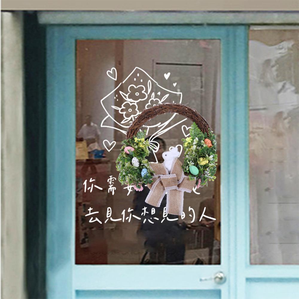 Odolný umělý věnec z vajíčka se zajíčkem Roztomilé ozdoby na zavěšení na dveře Jarní dekorace na věnec se zajíčkem