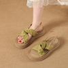 Platform Sandals Women's 2025 New Summer Outer Wear National Style Slippers with Skirts Muffin Heightening Cool Slippers Are Not Tired