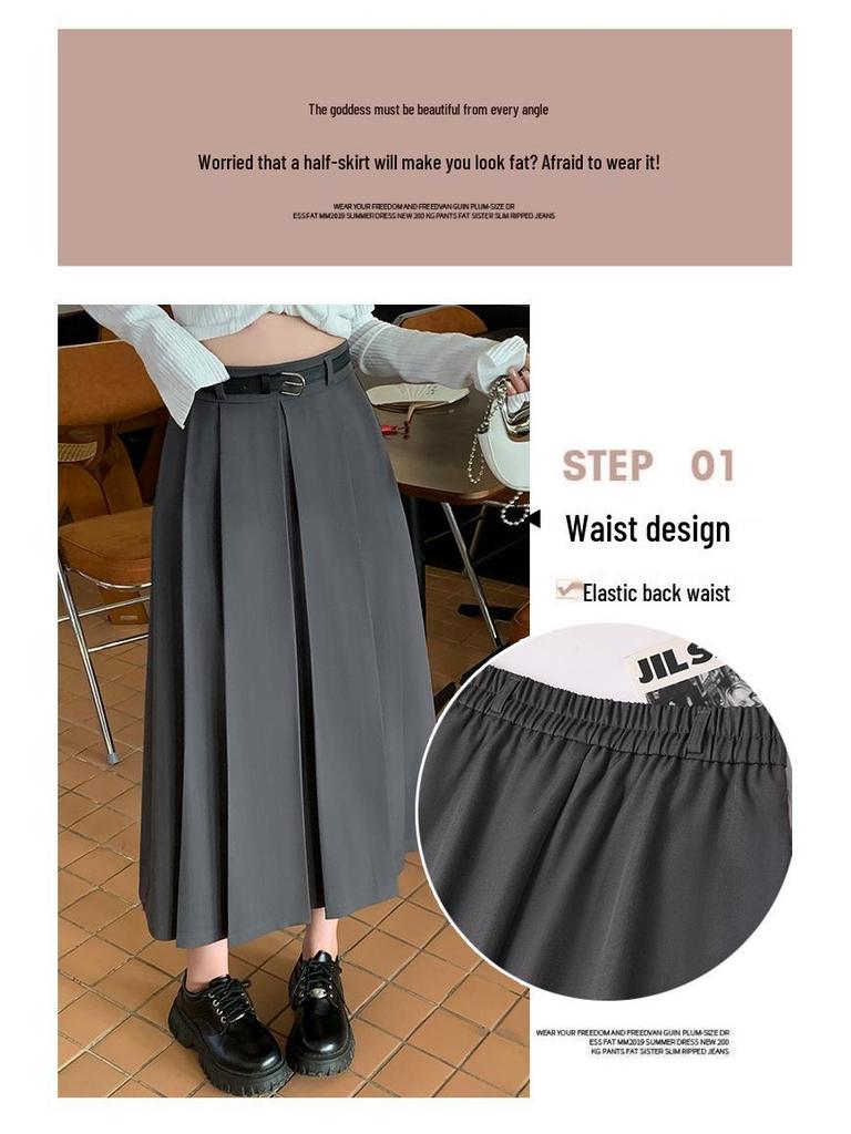 Women's Summer High-Waisted A-line Pleated Drape Skirt Suit