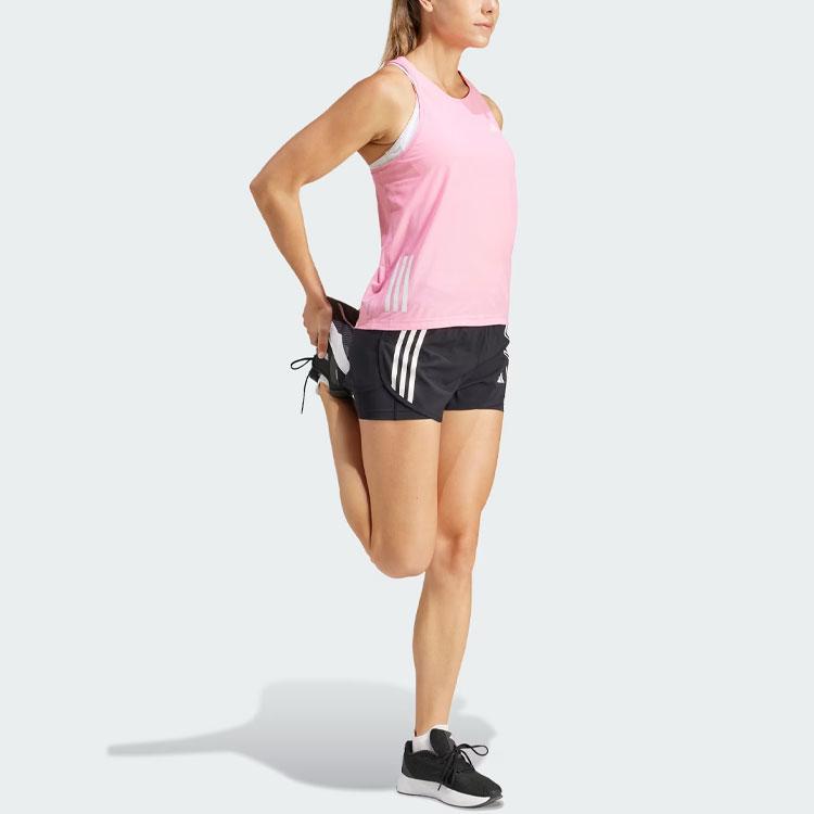 Adidas Own The Run Tank Top With Three Stripes Logo Women Tops Pink IN2963