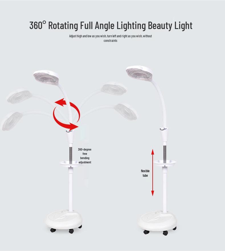 Beauty LED Cold Light Strip Magnifying Glass Floor Lamp for Eyebrow Tattooing, Manicure, Eyelash Extensions, and Embroidery