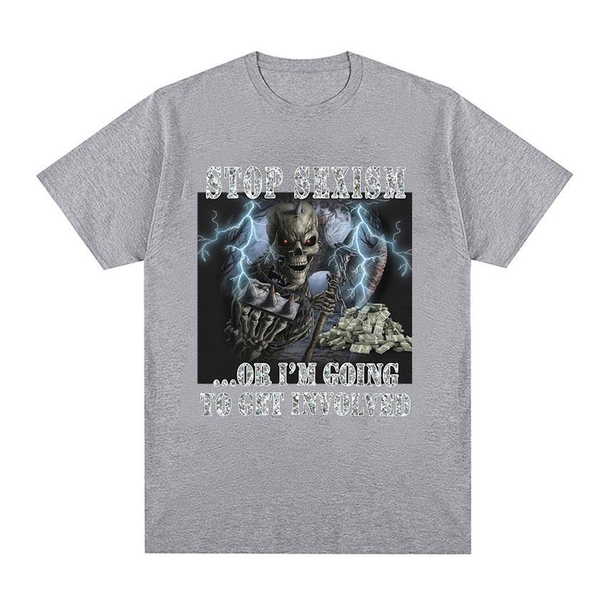 Funny Stop Sexism Vintage Graphic T Shirts Unisex's Fashion Cotton Short Sleeve T-shirt Unisex Punk Gothic Oversized Tshirt Streetwear