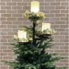 Black Triple Tree Topper Candle Holder - Iron Christmas Decoration