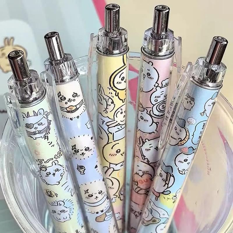 Cartoon Anime Chiikawa Press Pen Hachiware Usagi Cute Gel Pen Student 0.5Mm Roll Paper Pens Children Stationery School Supplies