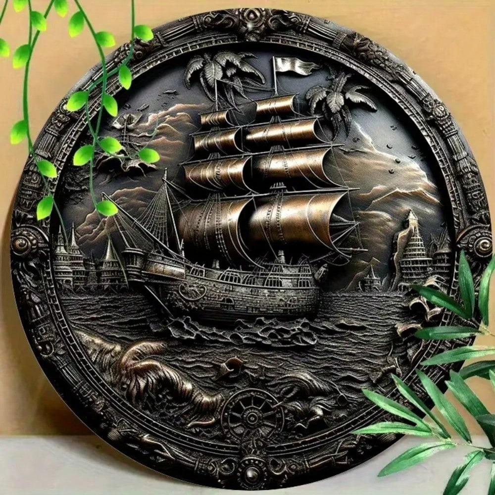 Nautischer Anker Metall Wandkunst Kreisförmige Skulptur Heim- und Bürodekoration