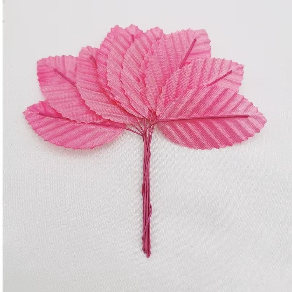 40Pcs Nylon Artificial Silk Rose Leaves Wired Stem Floral Decoration Leaf Artificial Green Leaves DIY Crafts Single Leaf