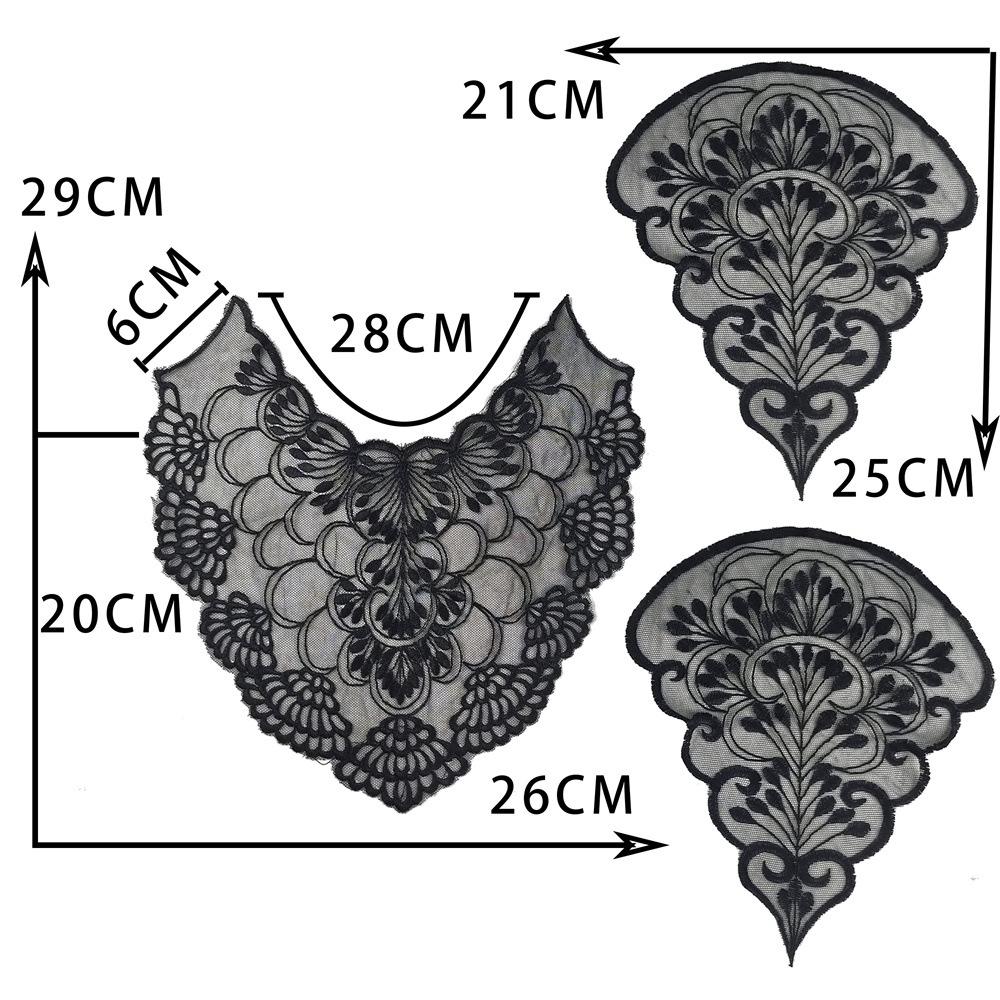 Black Embroidered Mesh Organza Front Collar Collar Sewing Lace Diy Decorative Dress Wedding Dress Accessories