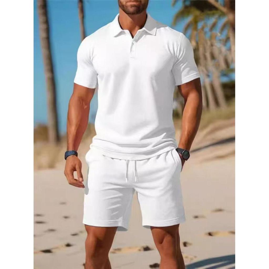 Herren Sommer Lässig Sportlich Vielseitig Slim Kurzarm Modischer Shorts Anzug