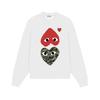 Relaxed Fit Cotton Sweatshirt With Heart Print Long Sleeve Crew Neck Fleece Lined Unisex Winter Casual Top