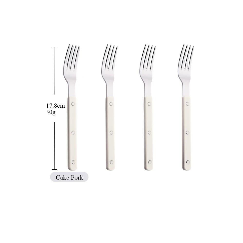 Beige Silver 4/16Pcs Dinnerware Acrylic Handle Knife Fork Spoon Set Stainless Steels Cutlery Set Western Dinner Kitchen Flatware
