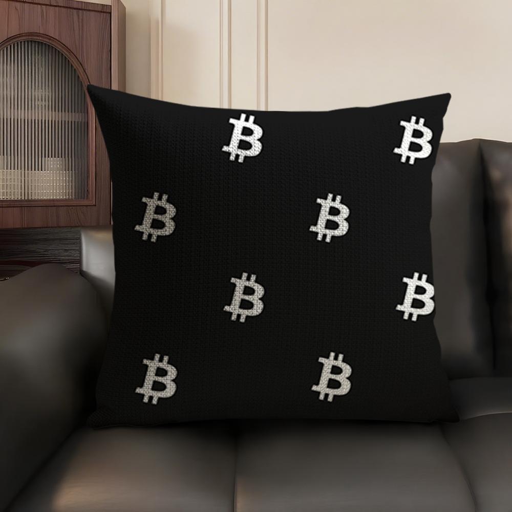 Bitcoin Cryptocurrency Btc Cushion Cover Natural Linen Organic Fabric DoubleSided Printing Sofa Home Decor Breathable