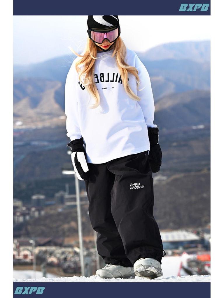 Wodoodporne Wiatroszczelne Spodnie Narciarskie z Odpinanymi Szelkami - Unisex Jednokolorowy Sprzęt Śnieżny do Narciarstwa na Świeżym Powietrzu