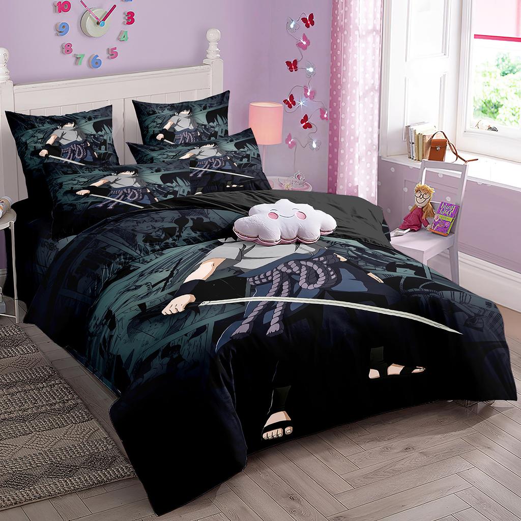 Japanese Style Bedding Set Cartoon N-Naruto Duvet Cover Bed Comforter Set Akatsuki Sasuke Uzumaki Quilt Cover Pillowcase