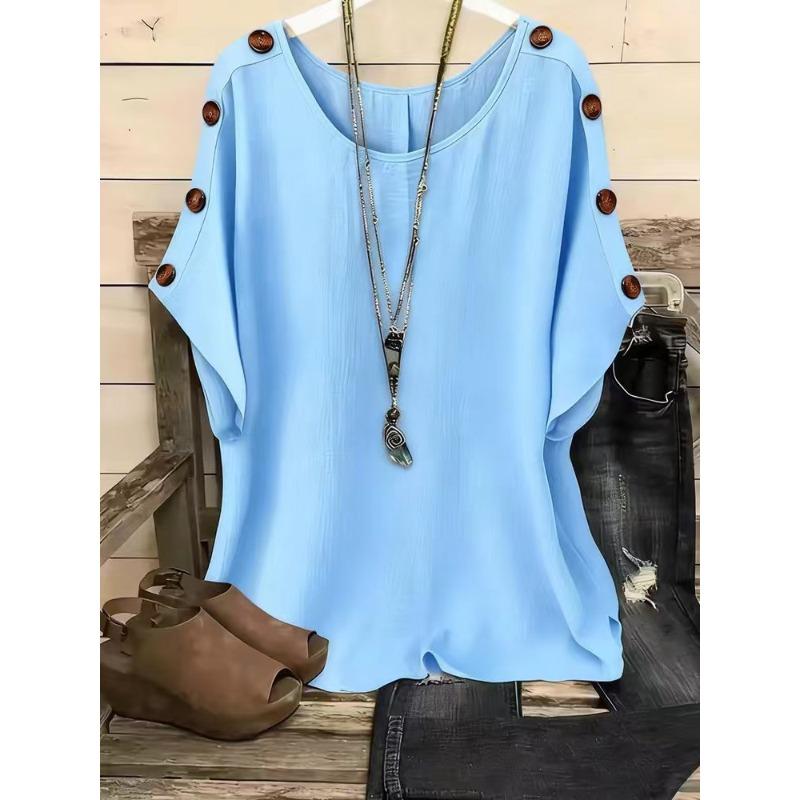 BFCCQB Camicette e camicie casual con scollo a maniche corte e alla moda da donna