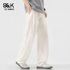 Baleno Men's S&K Lightweight Tencel Lyocell Linen Blend Straight Casual Pants