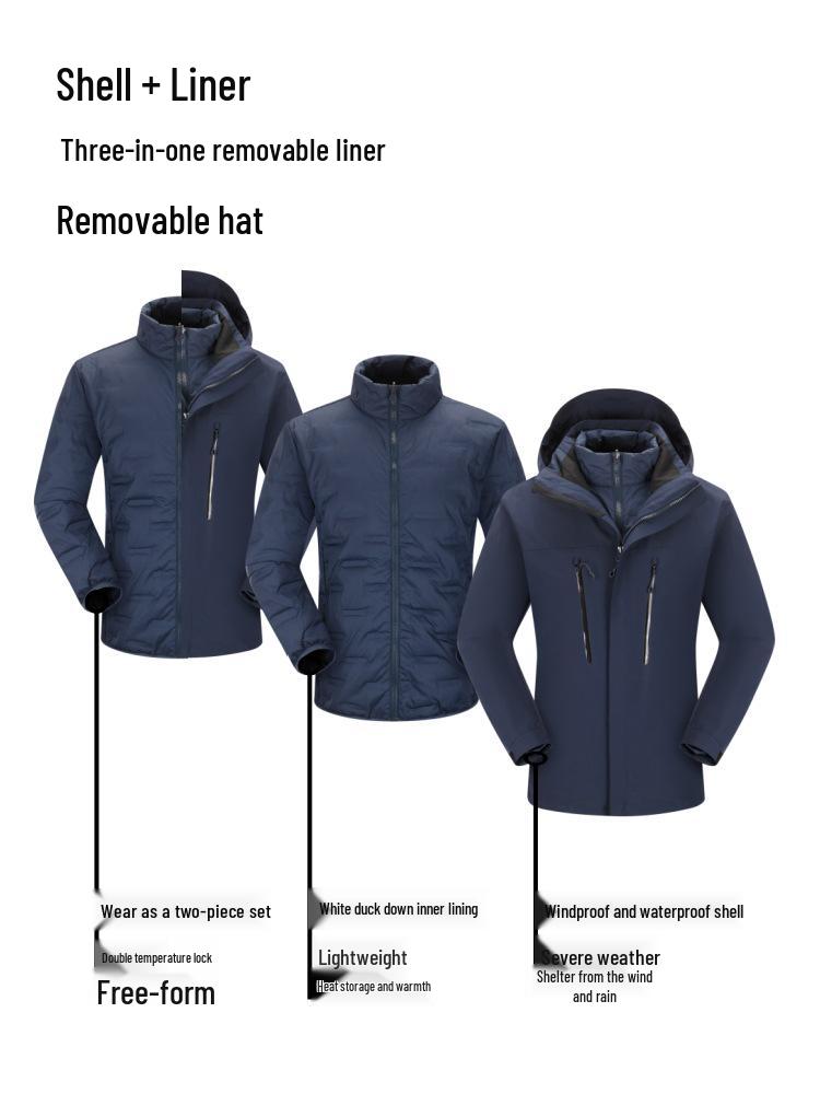 Unisex Water-Repellent Down Liner Mountaineering Jacket Set