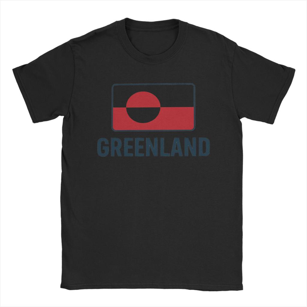 Greenland Flag T Shirt for Men Pure Cotton Funny TShirts Crew Neck Tee Shirt Short Sleeve Clothes Graphic